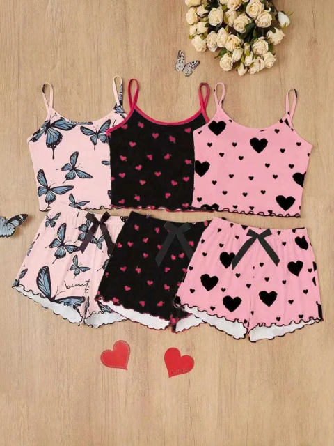 Pack x 3 Pijamas cortos MUSCULOSA + SHORT modelos surtidos