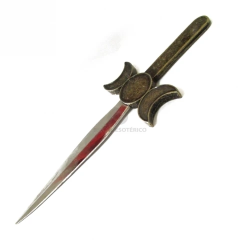Punhal Athame Triluna 19cm - Ouro Velho