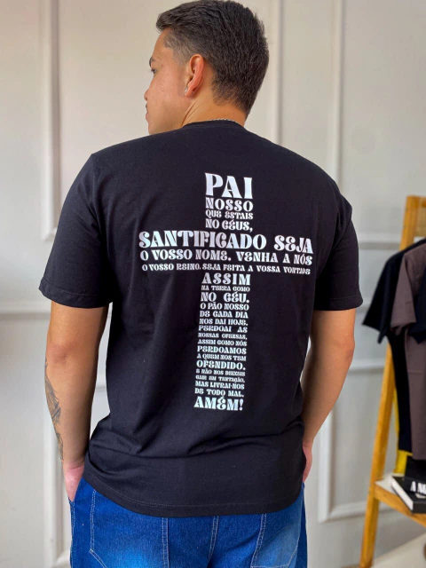 Max tee DTF - Oração Pai Nosso Cor: Preto
