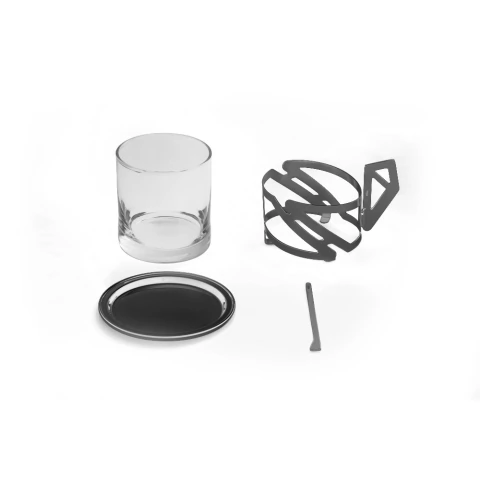Cup Medium Origami with Saucer and Stirrer Black Nickel - Riva