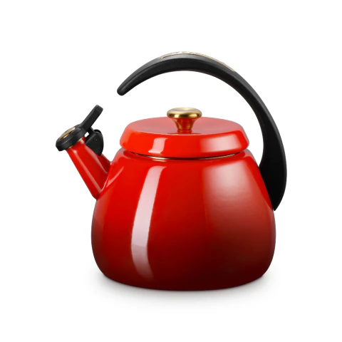 Le Creuset Cloche Enamel-on-Steel Kettle Red 2.1L with Gold-Tone Knob