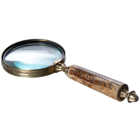 Satrapia Decorative Magnifying Glass in Metal with Handle Handcrafted 24 cm