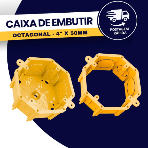 Caixa de Luz Embutir Octagonal 4" X 50mm Cor Amarelo Durín