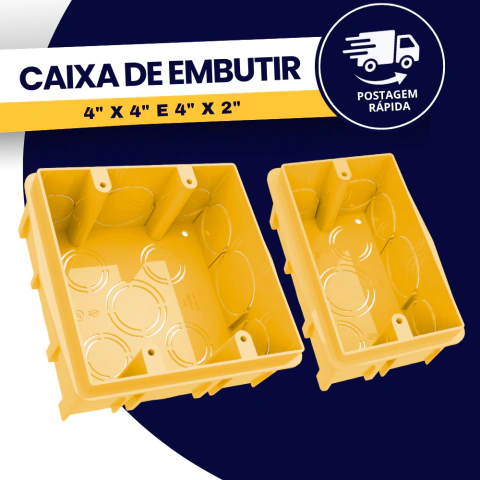 Caixa de Luz Embutir em Alvenaria 4" X 4" | 4" X 2" Cor Amarelo Durín
