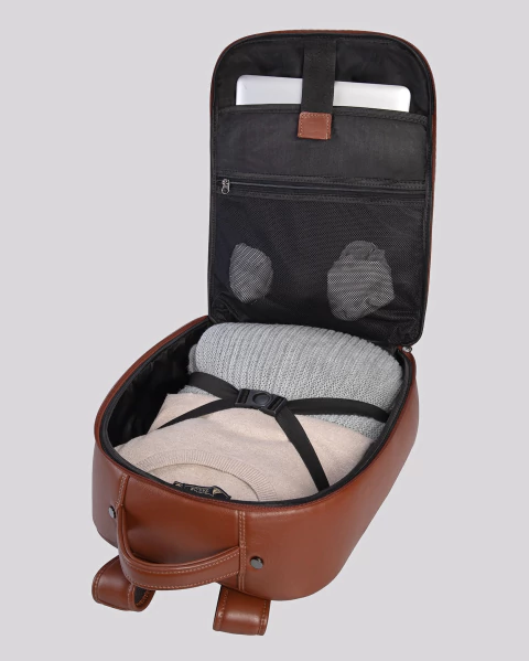 Mochila para Viagem Couro Slim | Madrid Caramelo - Bennemann - Loja Oficial