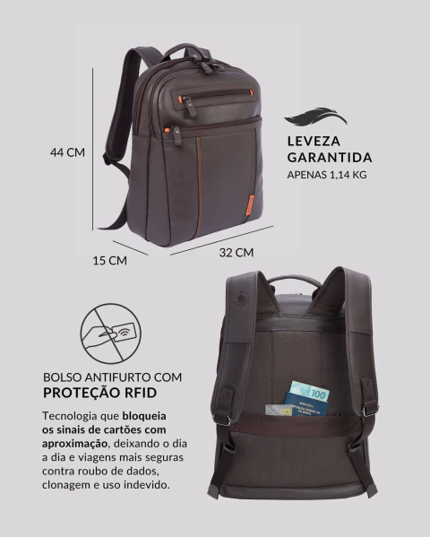 Mochila de Couro para Notebook Office | Paris Chocolate - comprar online