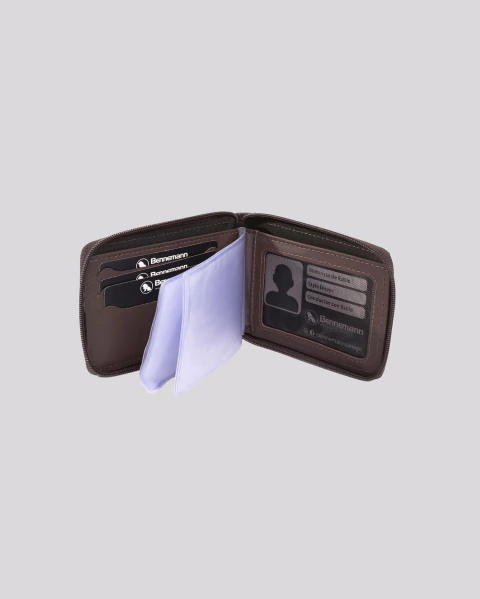 Carteira Masculina Couro RFID Clássica Zíper | Paris Chocolate - loja online