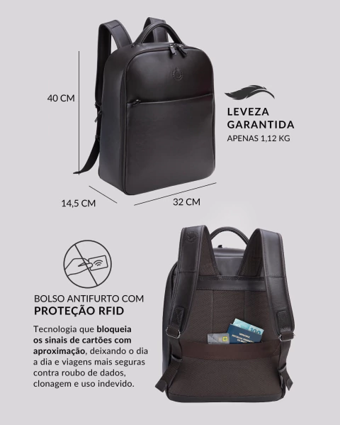 Mochila para Viagem Couro Slim | Madrid Marrom na internet
