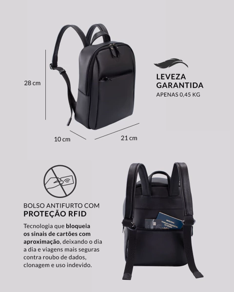 Mochila Couro Pequena | Madrid Preto - Bennemann - Loja Oficial