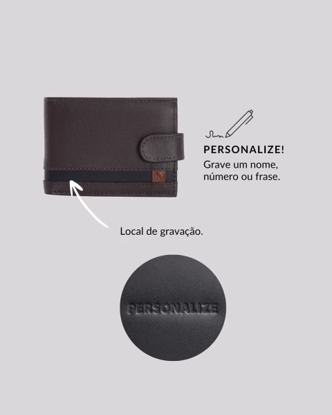 Imagem do Carteira Masculina Couro RFID Clássica Botão | Siena Marrom