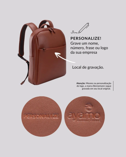 Mochila Macbook em Couro Slim | Madrid Caramelo