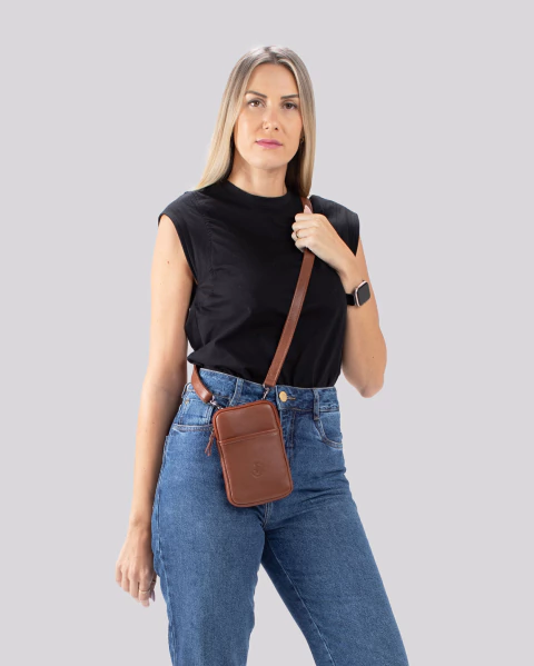 Bolsa Porta Celular de Couro | Madrid Marrom - loja online