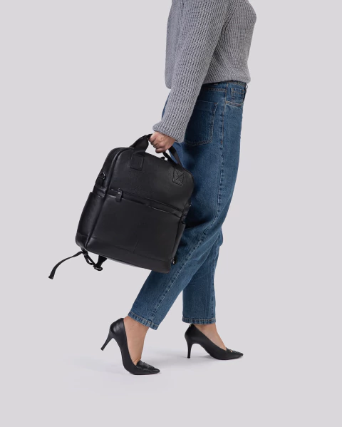 Mochila 3 em 1 de Couro com Bolsos | Rome Preto - comprar online