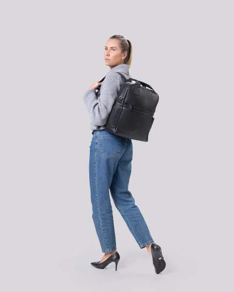 Mochila 3 em 1 de Couro com Bolsos | Rome Preto
