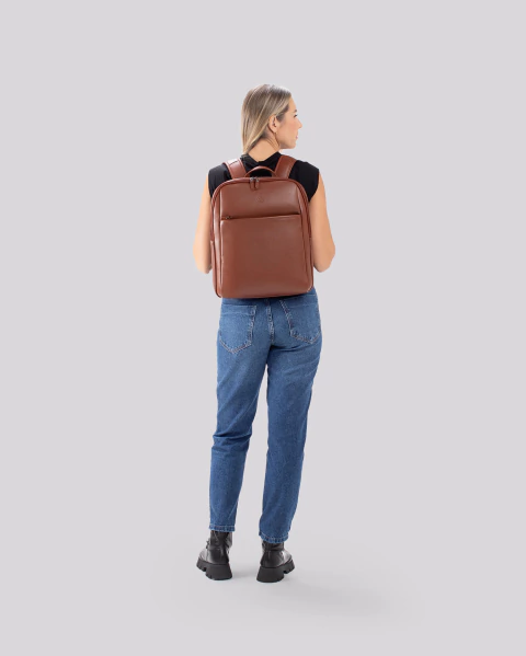 Mochila de Couro Slim | Madrid Caramelo