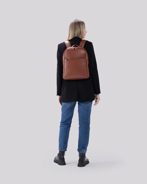 Imagem do Mochila Macbook em Couro Slim | Madrid Caramelo