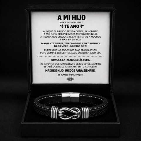 A MI HIJO | UNIDOS PARA SIEMPRE | PULSERA DE CUERO