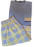 Pijama masculino com azul claro e short xadrez na internet