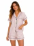 Pijama Curto Feminino Listrado em Rosa com Detalhe em Preto | 100% Algodão