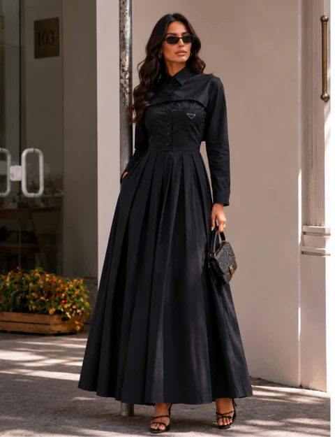 Vestido com Cropped Virgínia Preto