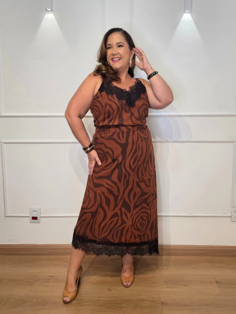 Saia Lorene Viscose com Renda - comprar online