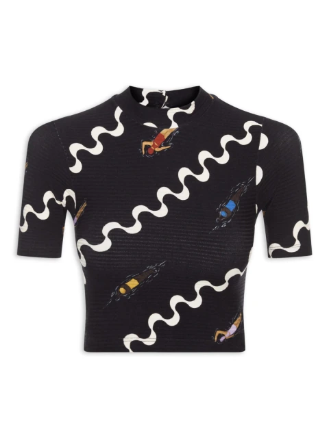 Blusa Croped Nadadoras - Preto