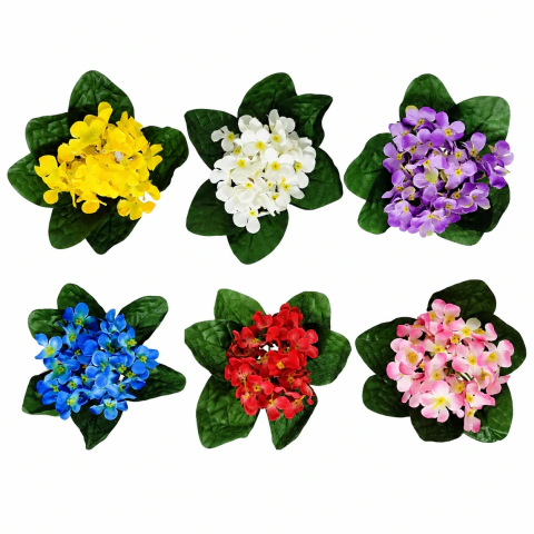 Kit 6 Violetas Artificiais Coloridas para Decoração de Mesa e Ambientes