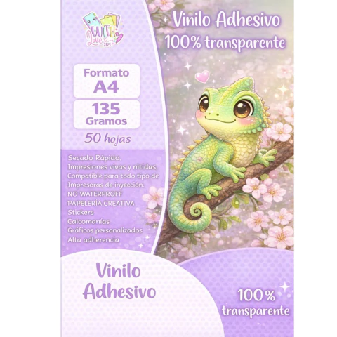 Vinilo Adhesivo 135 Gramos - 100% Transparente A4 x 50 Hojas