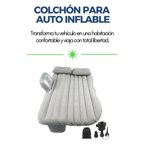 Colchón Inflable para Auto Universal + Bomba 12V y Almohadas Cama de Camping y Viajes
