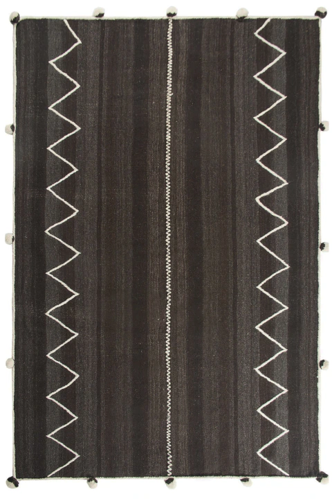 ALFOMBRA PULLO NEGRO CON POMPONES