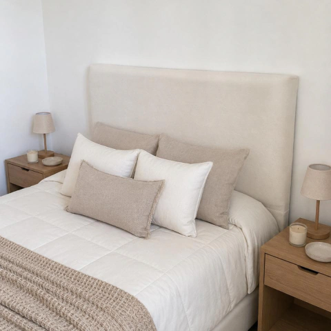 Respaldo dos plazas liso beige