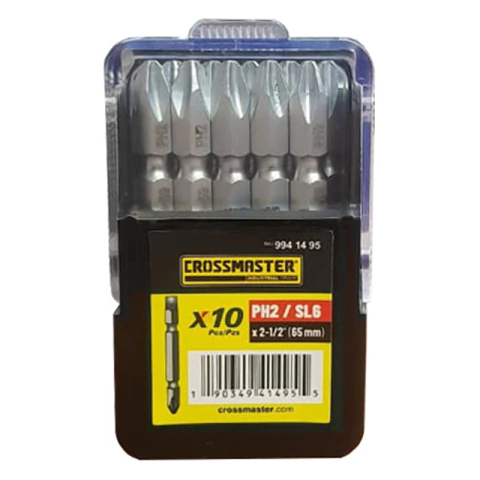 Punta Atornillador Ph2-6 x 65mm 10U Crossmaster Crossmaster