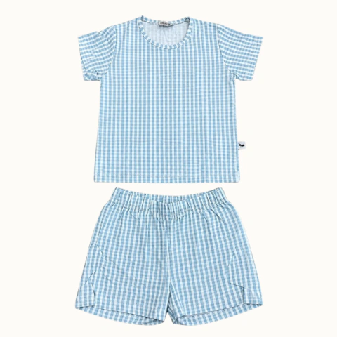Pijama Verão Xadrez Azul