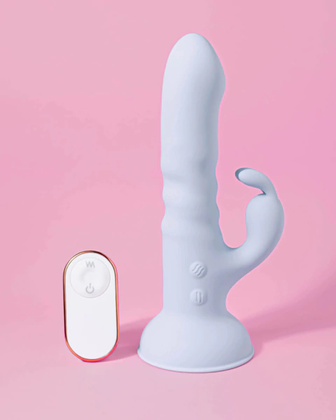 Vibrador Rabbit de Ponto G e Clitoris Vai e Vem com Controle Remoto e Ventosa BLUE EYES 9108 - comprar online