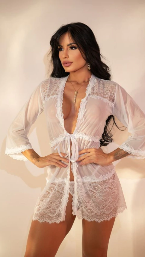 Robe em Tule com Detalhes em Renda 9016 - loja online
