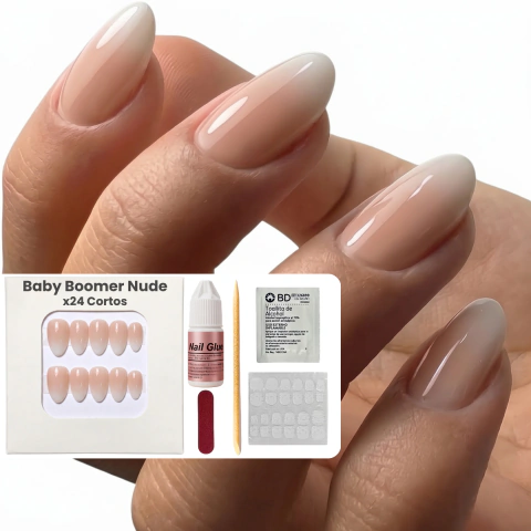 Press On Almendras Cortas BabyBoomer Nude x24