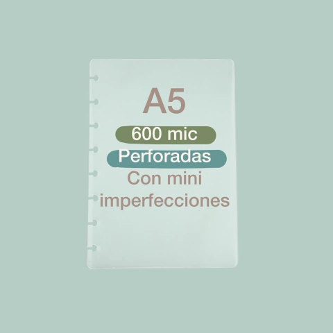OUTLET 10 tapas A5 (0.6mm) CON MINI IMPERFECCIONES perforadas y redondeadas - comprar online