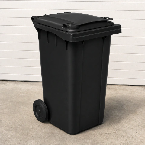 Tacho Contenedor Residuos 240 L Con Tapa Y Ruedas Negro