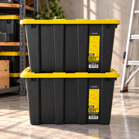 Caja Organizadora De Plastico Heavy Duty 55 lts X2