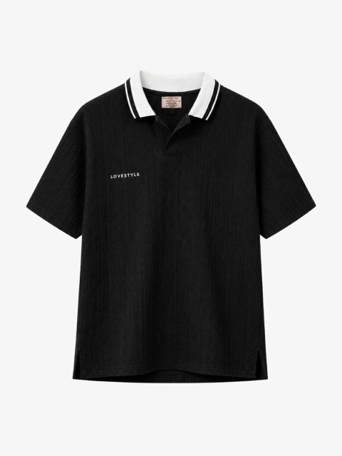 camisa polo tricot preta