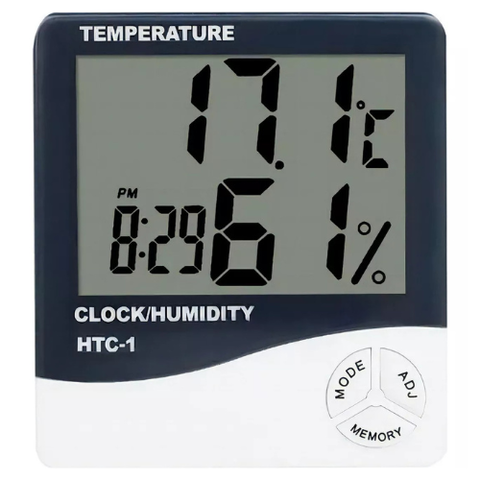 Termohigrometro digital Medidor De Temperatura y Humedad Reloj Htc-1