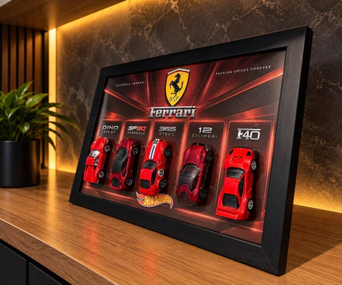 QUADRO EXPOSITOR FERRARI HOT WHEELS