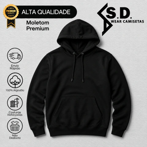 Moletom Fechado com Capuz - Preto - comprar online
