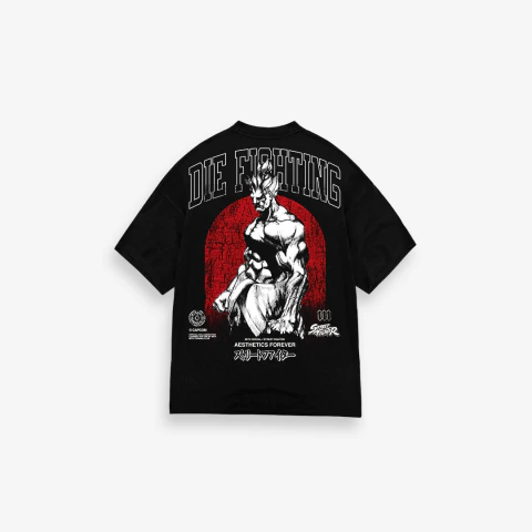Camiseta Oversized Mith Akuma Die Fighting Preto