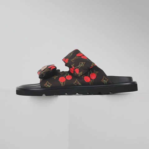 Louis Vuitton Cherry Pool Pillow Flat Comfort Mule x Takashi Murakami Brown Monogram Cherry
