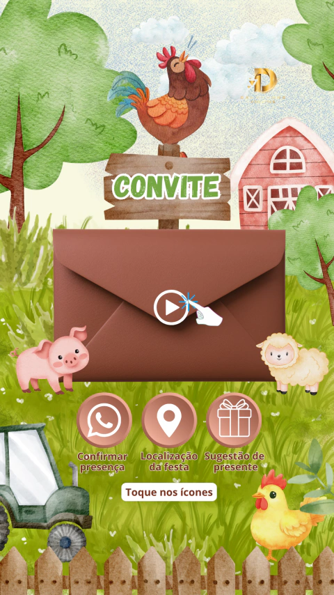Convite animado interativo aniversário Fazendinha - comprar online