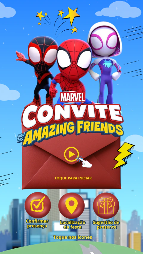 Convite animado interativo Spidey e seus amigos espetaculares