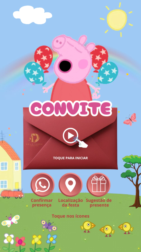 Convite animado interativo Aniversário Peppa Pig - comprar online