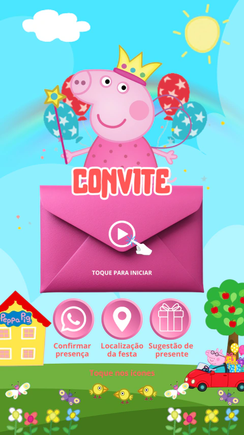 Convite animado interativo Aniversário Peppa Pig