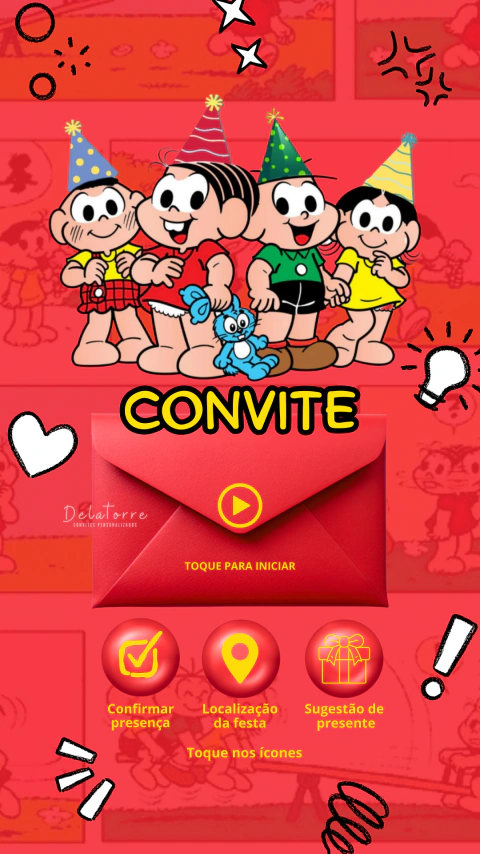 Convite animado interativo Aniversário Turma da Mônica